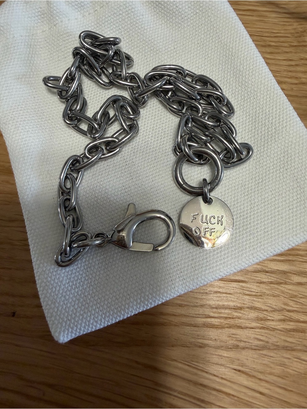 Mikuta Silver Chunky Chain Necklace with Round Pendant